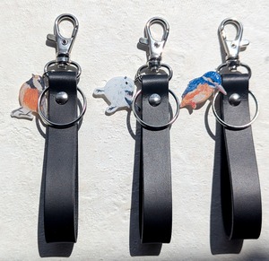 【送料無料】名入れOK!選べる野鳥レザーキーリング