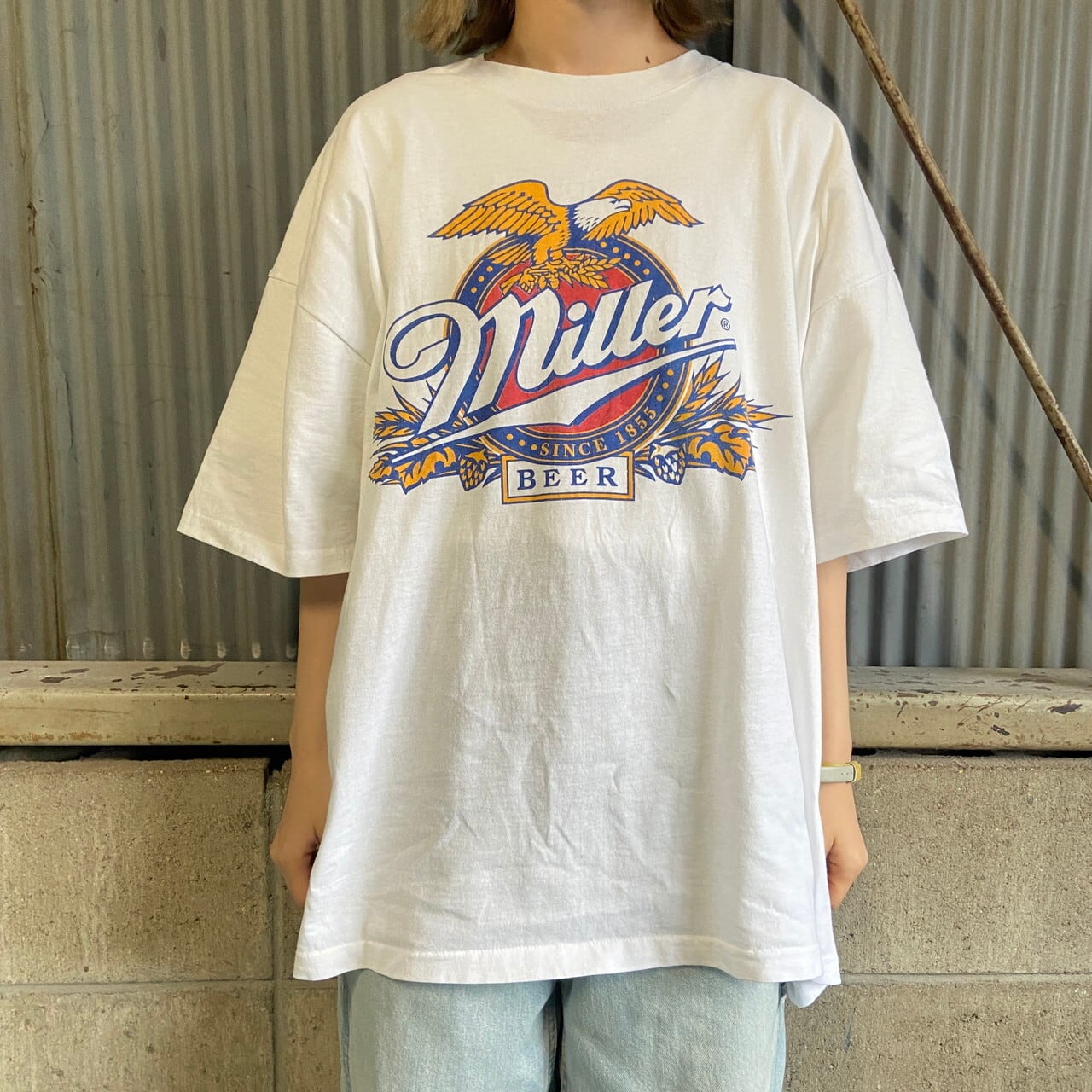 90年代 Miller ミラービール 企業ロゴ Tシャツ メンズXL相当 古着 90s 