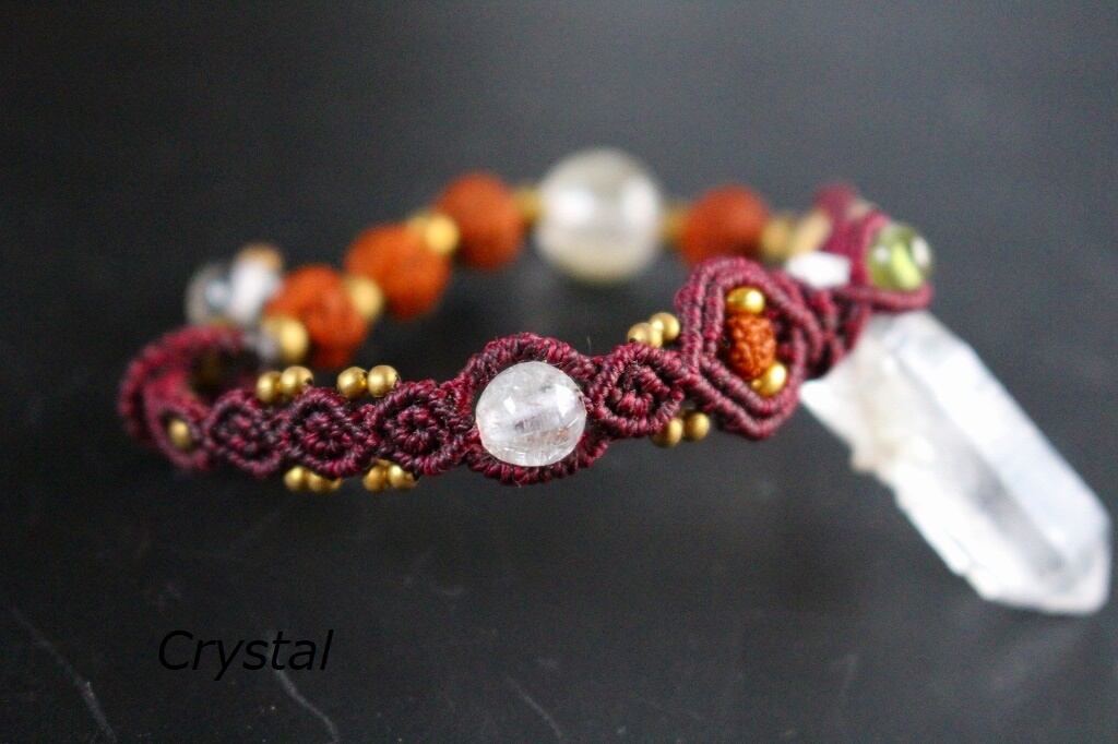 Crystal rudraksha macrame bracelet