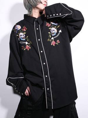 sugar skull embroidery western shirt