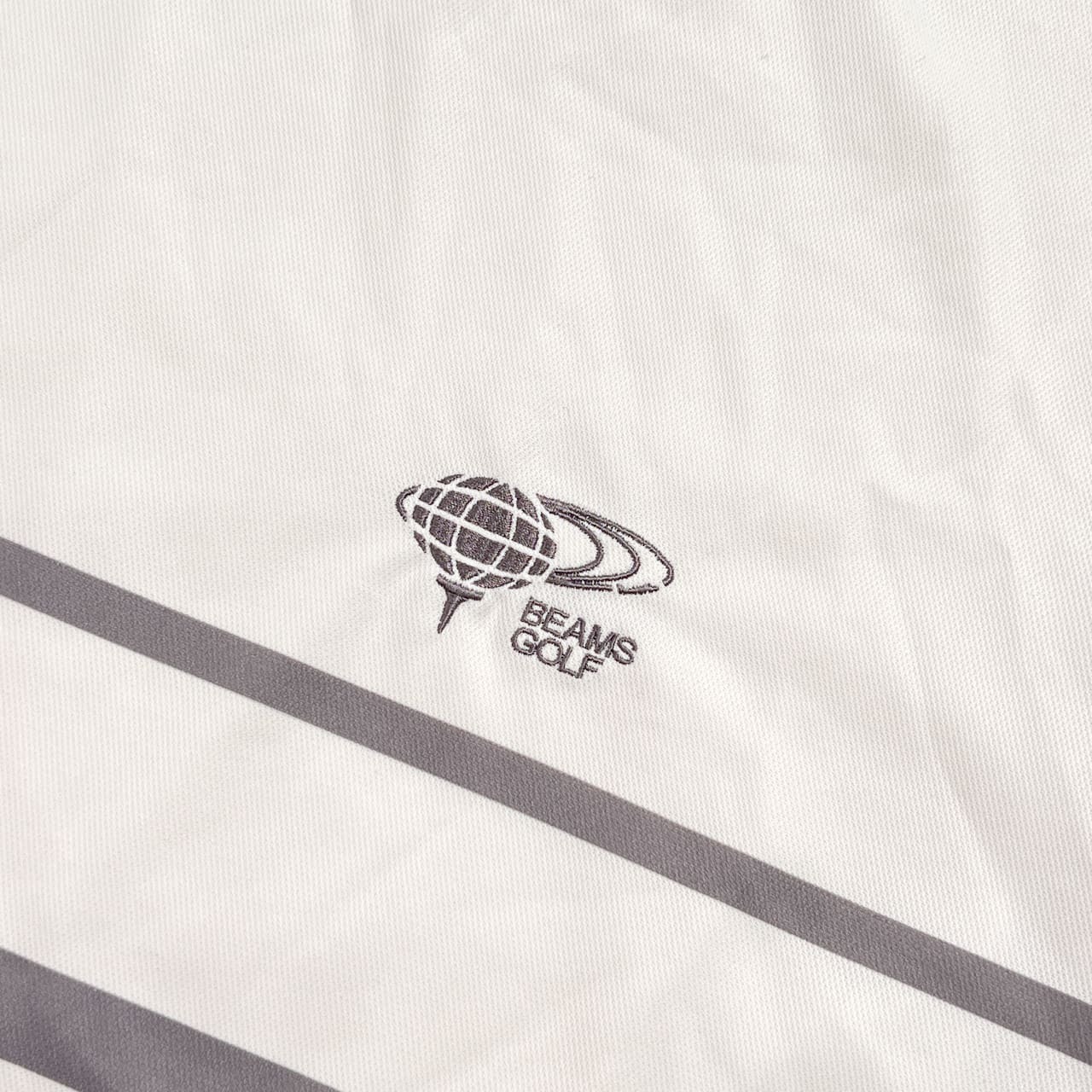 BEAMS GOLF ビームスゴルフ ボーダー ドライ 半袖 モックネックシャツ XL/グレー系 メンズ