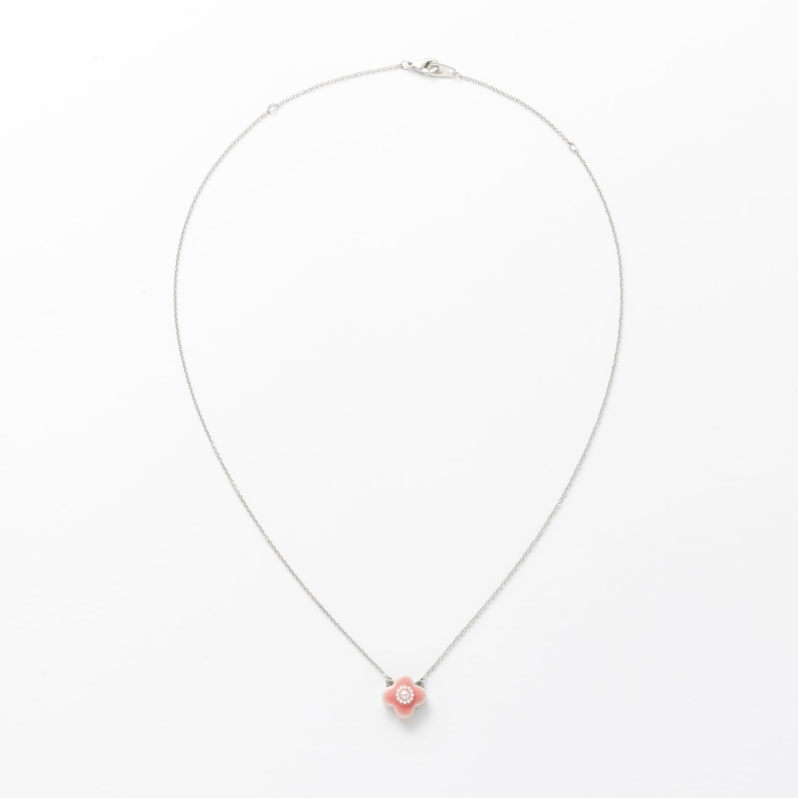 美濃焼陶器 小花 パール ネックレス｜桜色 | MIKELO（ミケロ）｜陶器