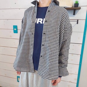 『People's』6010 チェック柄ビッグシャツ　ロングスリーブ　フリーサイズ　