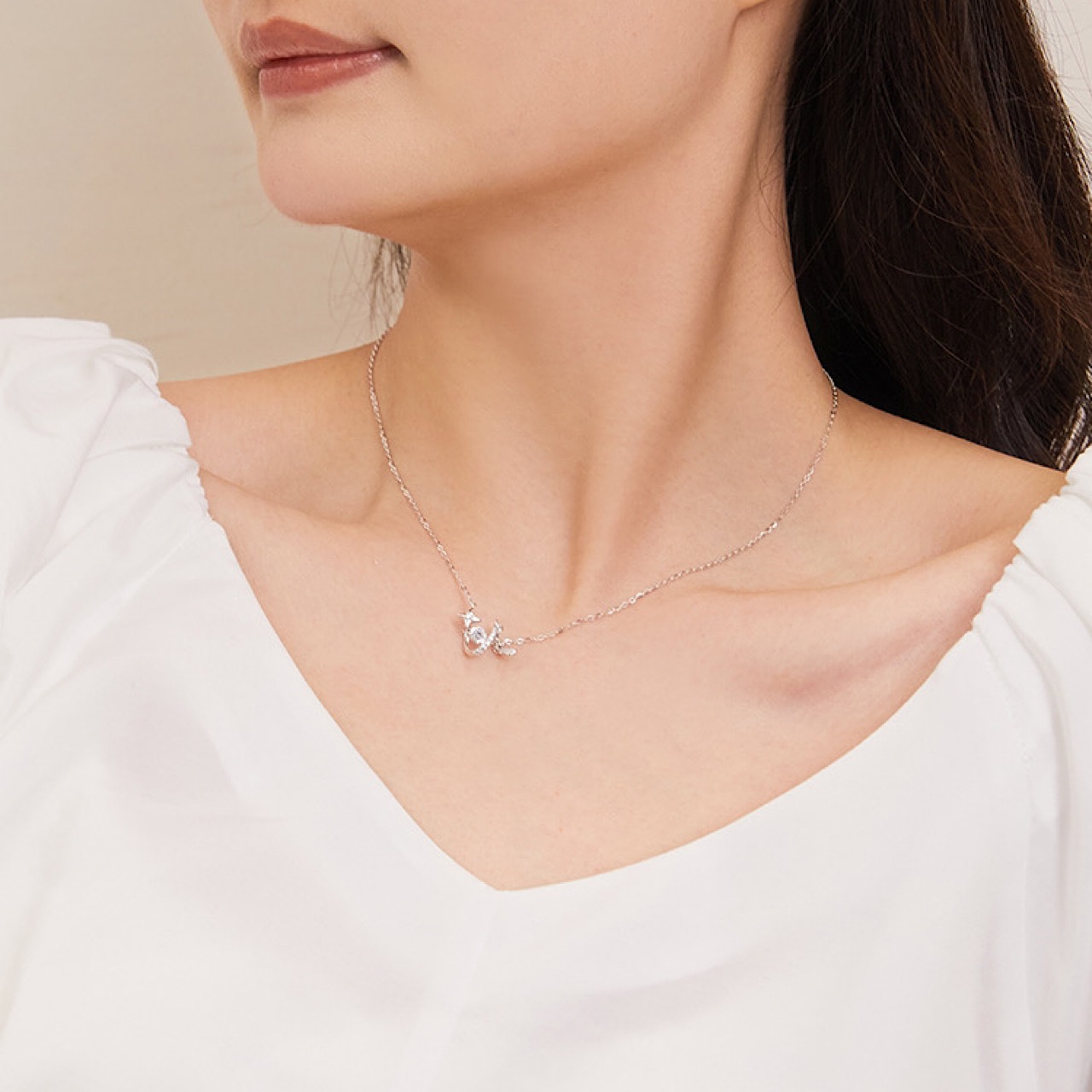 おしゃれ キラキラ ストーン スター シルバー ネックレス - 5