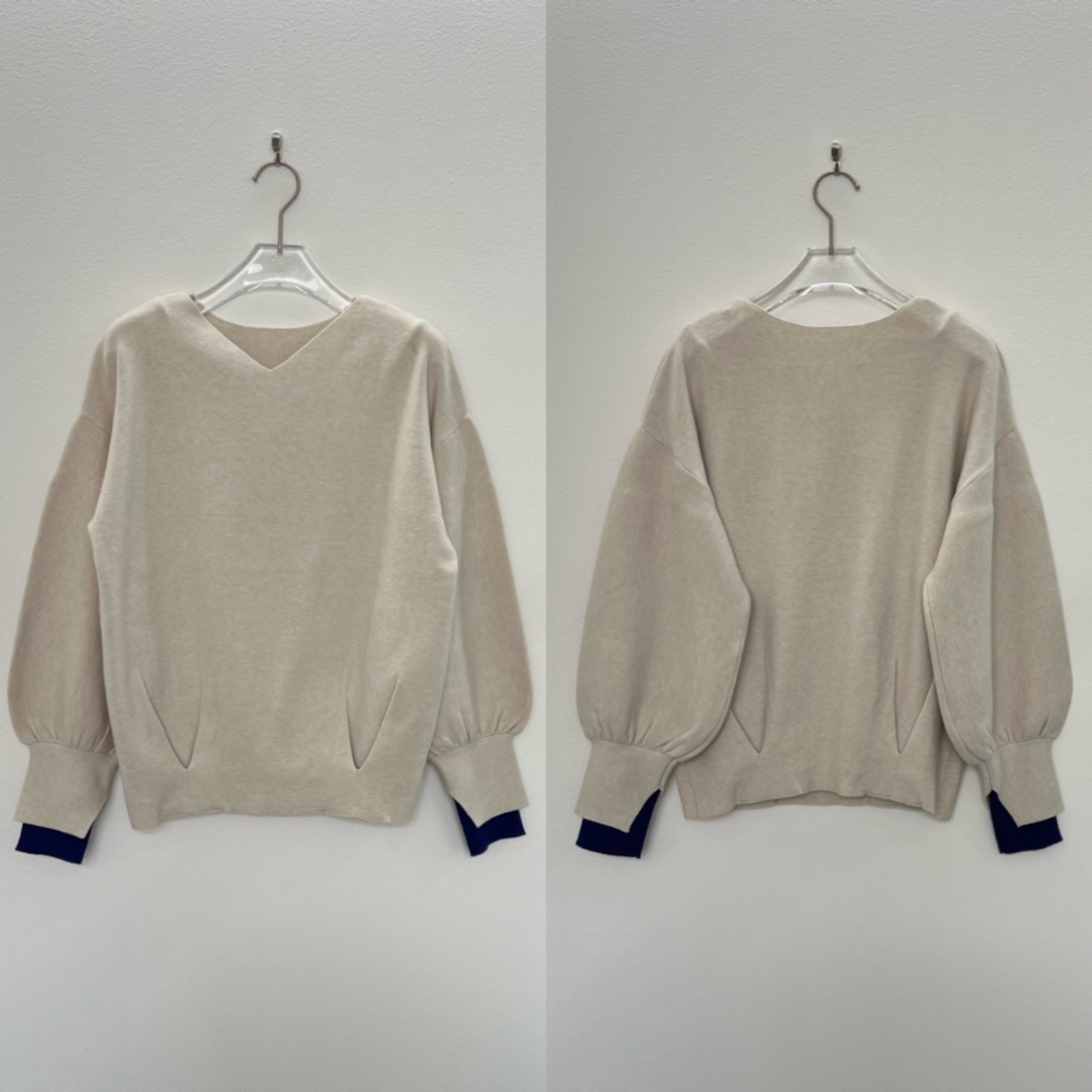 やわもち2wayバイカラーカフknit/エクリュ