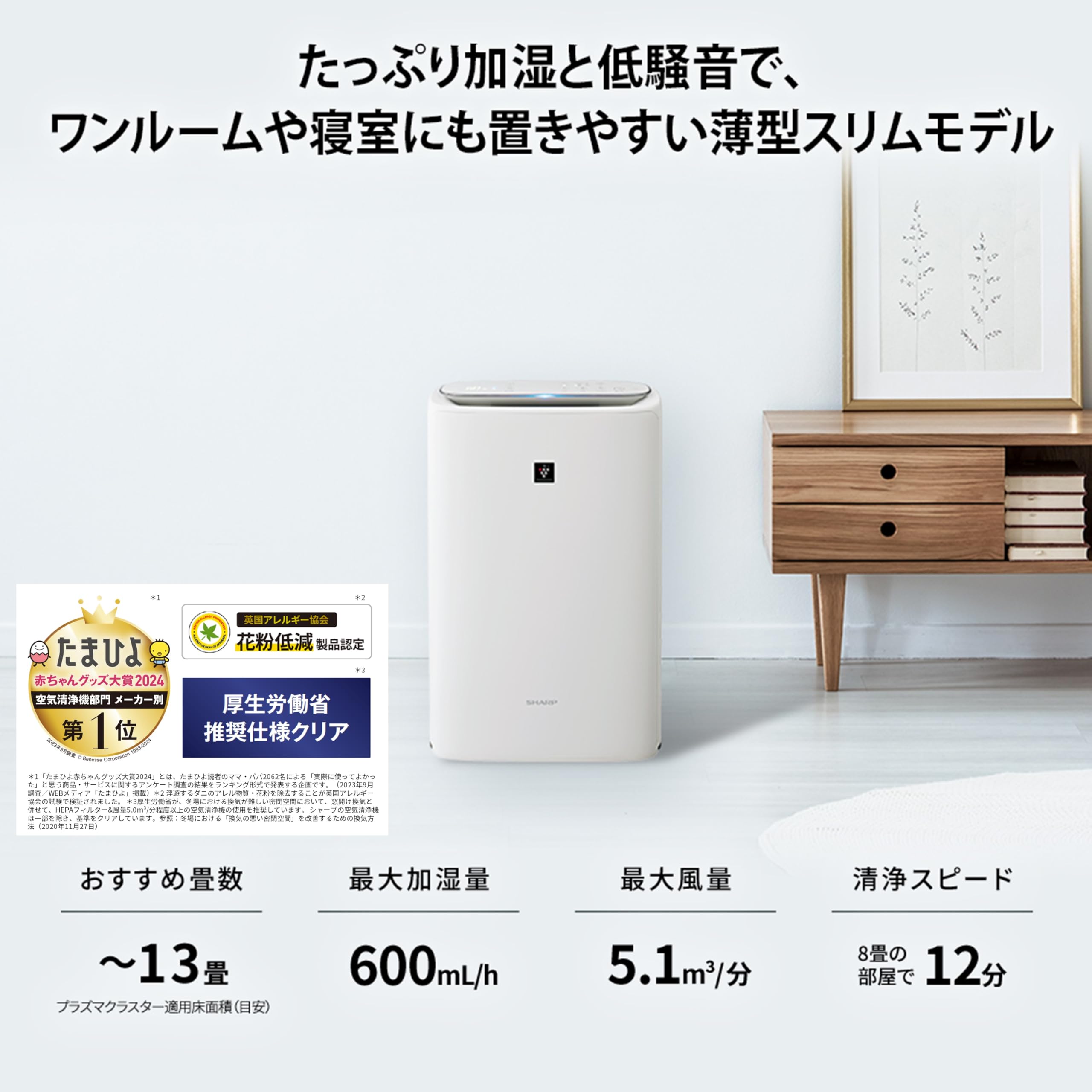 シャープ 空気清浄機 KI-SS50-H プラズマクラスター 25000 加湿 浮遊