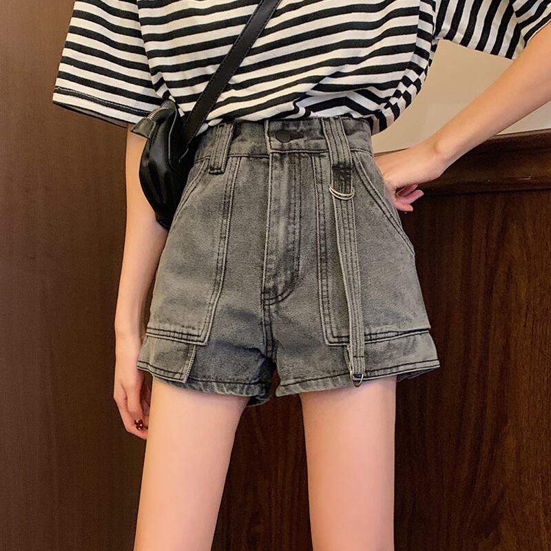 サマースタイル薄手パンツ ジーンズ ショーツ ハイウェストウェストルーズ 夏物 ブルマー 試着室79225744305