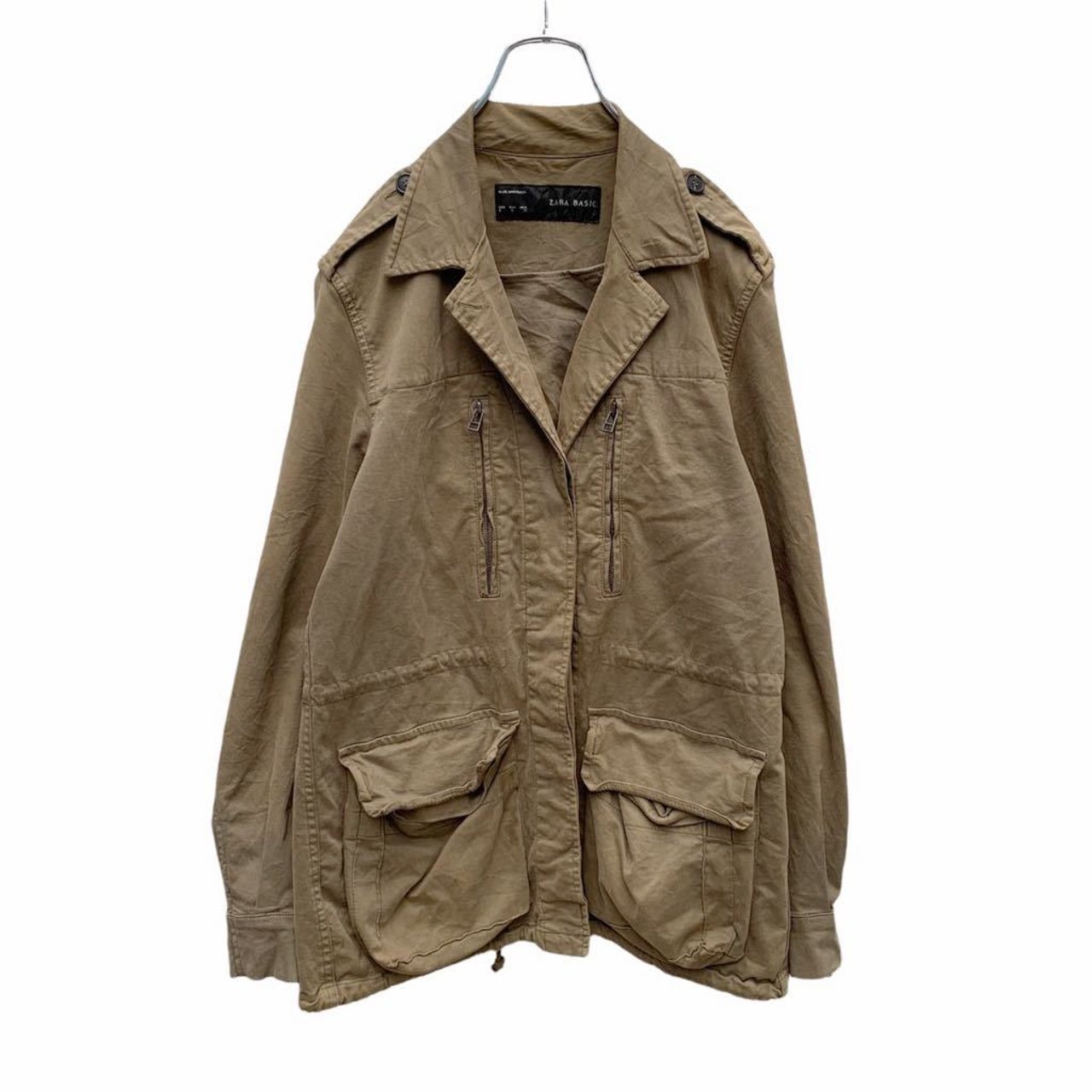 ZARA BASIC F2 ミリタリージャケット Lサイズ ザラ ウィメンズ カーキ 