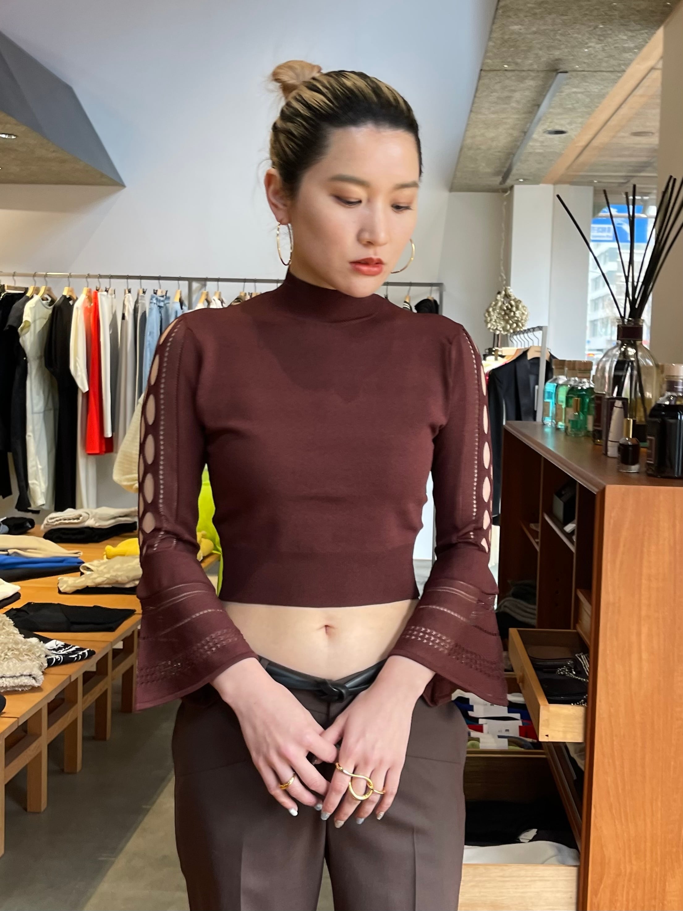 SSFETICO フェティコ / FLARED SLEEVE KNIT TOP   TRENTオンライン