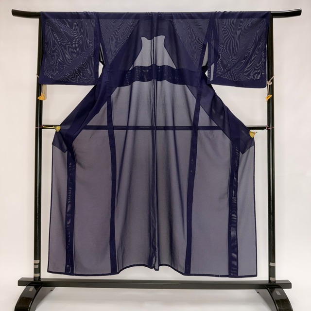 色無地 夏 絽 夏用 洗える着物 裄67cm お洒落着 普段着 礼装 ポリエステル 紫 美品 L サイズ 5678