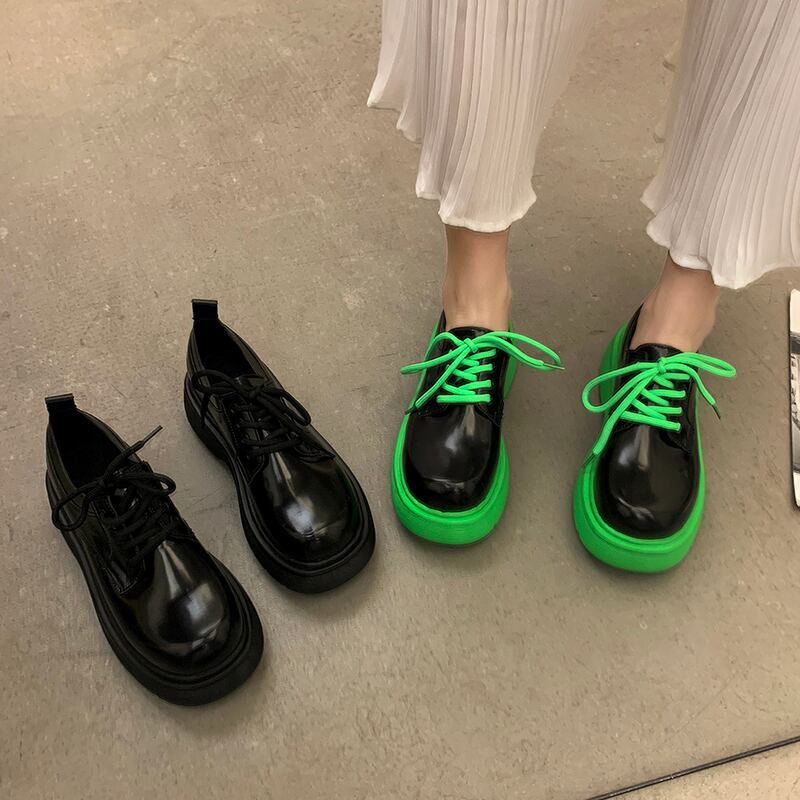 レザーサマー 靴 シューズ レース 夏物 ラウンドトー レースアップ 部族の婦人靴64418123074