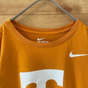 【NIKE】ナイキ Tロゴ プリントTシャツ 半袖 スウッシュ Sサイズ オレンジボディ us古着 アメリカ古着