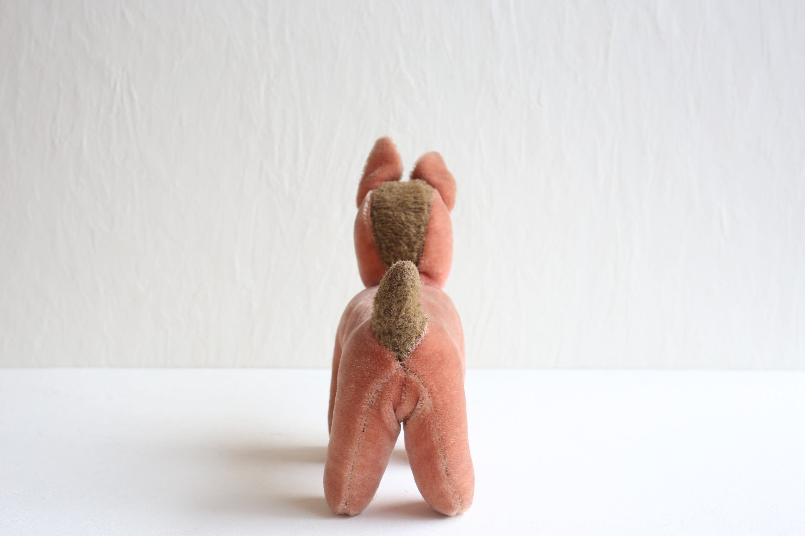 フランス アンティーク ヴィンテージ イヌのぬいぐるみ ローズカラー N