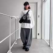 ボートネックモノクロフォトロンTee/ホワイト