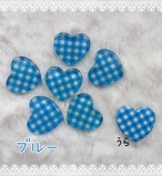 お得✨[30個]チェック柄グリッターハート／６色:20mm×23mm