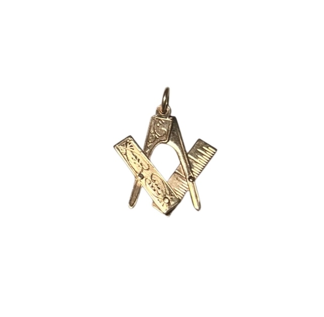 vintage masonic 9ct gold folding pendant " square & compass "