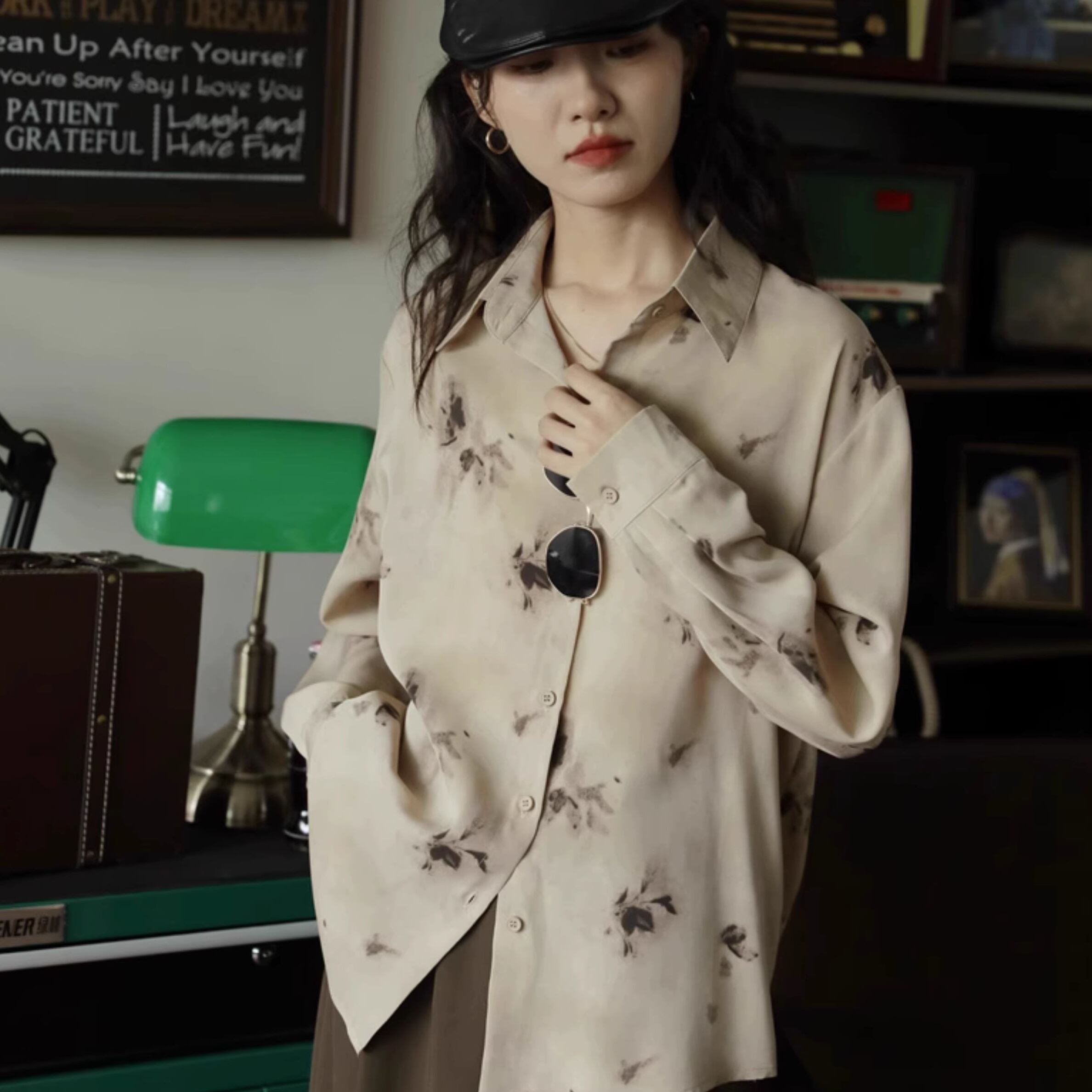 レトロプリントシャツ【G4098】