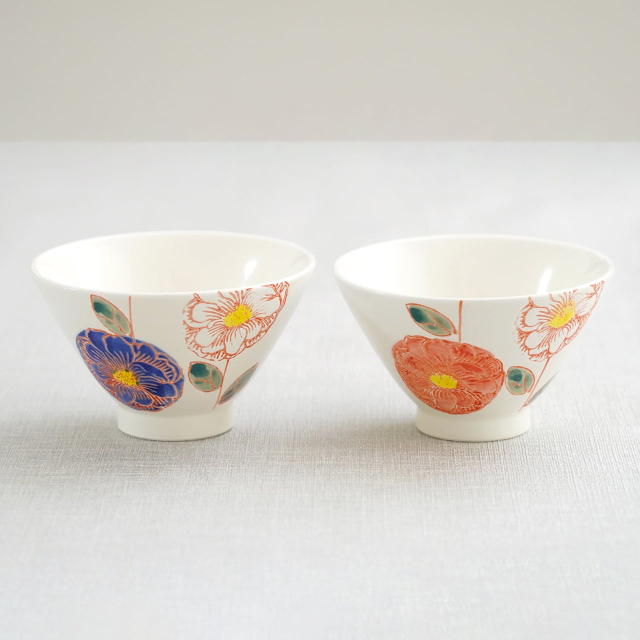 花かざり 反茶付（青・赤） | 菊祥陶器／工房祥sho～ Kikusho