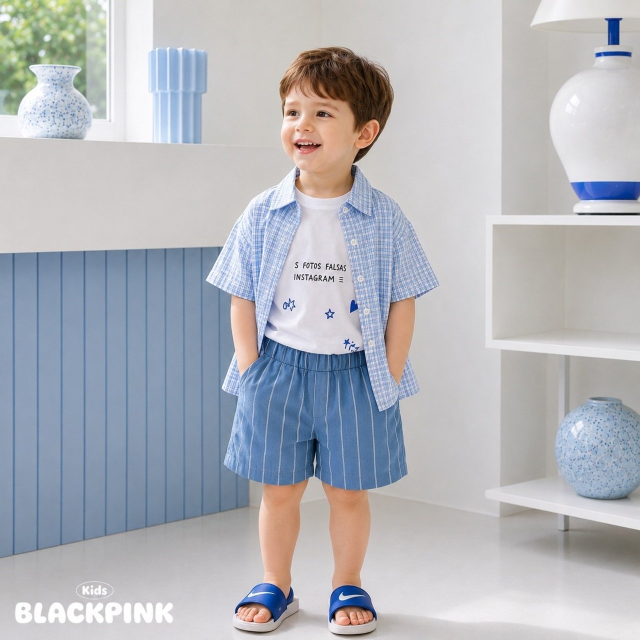 [BLACKPINK] Seersucker check shirt / [블랙핑크] 시어서커체크셔츠