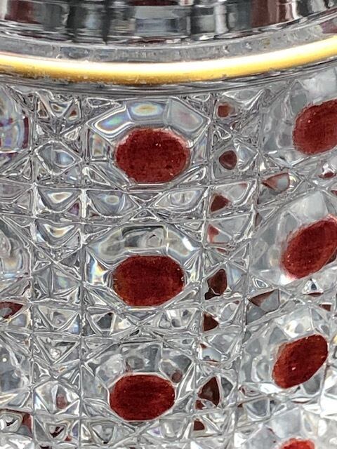 オールド・バカラ (BACCARAT) 19世紀 ディアマン・ピエーリー 赤色装飾