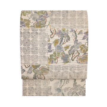 袋帯 横段花菱模様 象柄 花唐草 梨子色 O-3380 着物 きもの kimono 