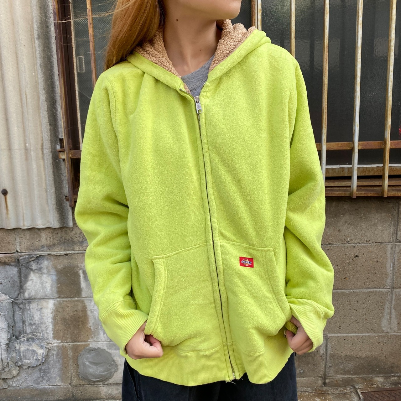 Dickies ディッキーズ フリースパーカー レディースXL 古着 ボア 