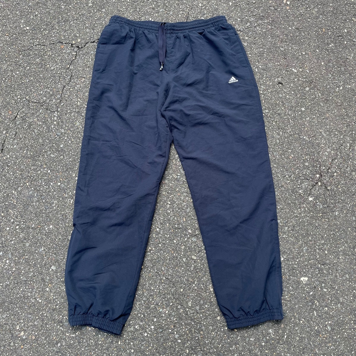 Adidas nylon pants, windbreaker style, men's size W38 (approx.) unclear navy blue type Vintage Second Hand