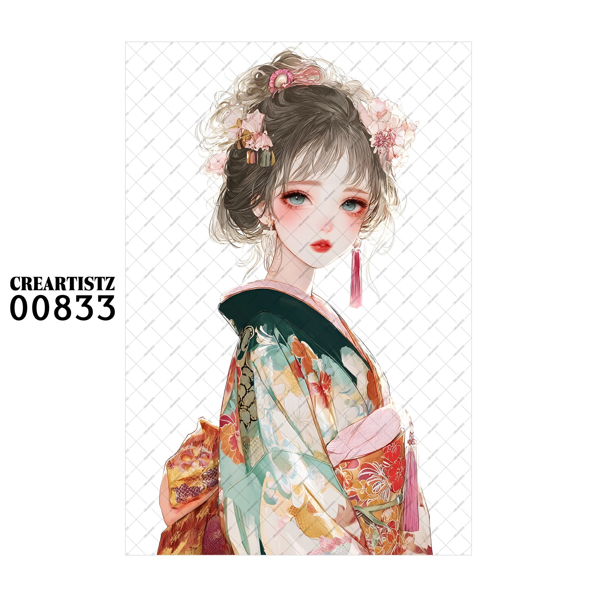 00833 ガール キュート オリジナル ペーパー/ステッカー 4枚セット CREARTISTZ