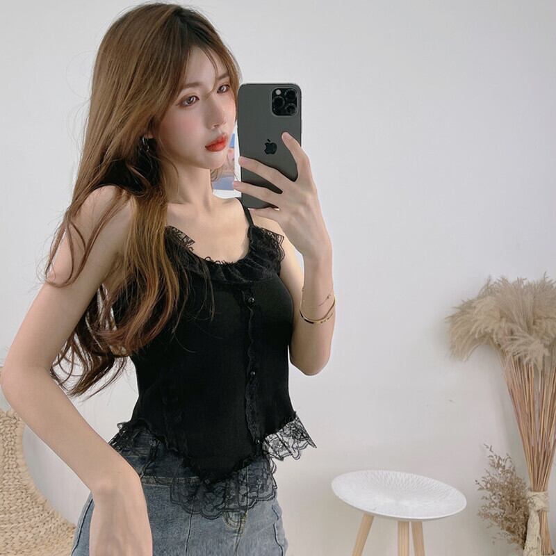 レースニットサマーレッドショートジャケット 夏物 ガールズファッション25388904055