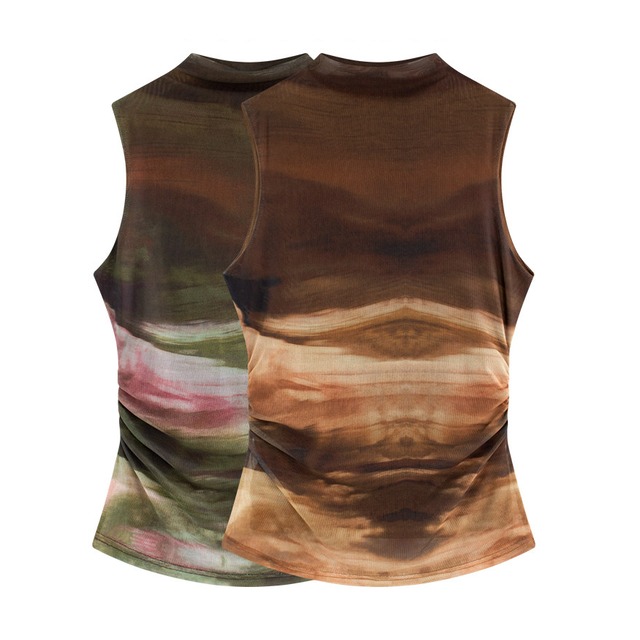 sleeveless tie dye mesh mock top(2color)<t3085>