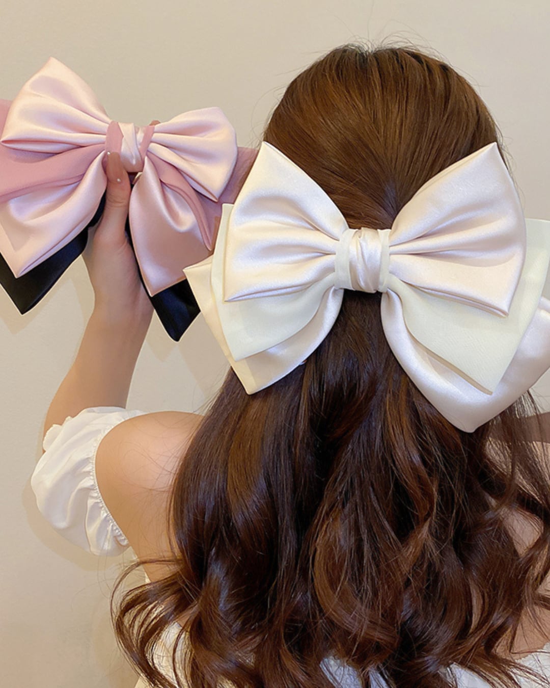 サテンシフォンビッグリボンバレッタ(3 colors) 2307010 | Deelia サテンシフォンビッグリボンバレッタ(3 colors) 2307010 | Deelia