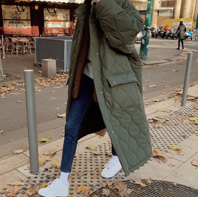 送料無料】キルティングコート ロング アウター ゆったり ノーカラー