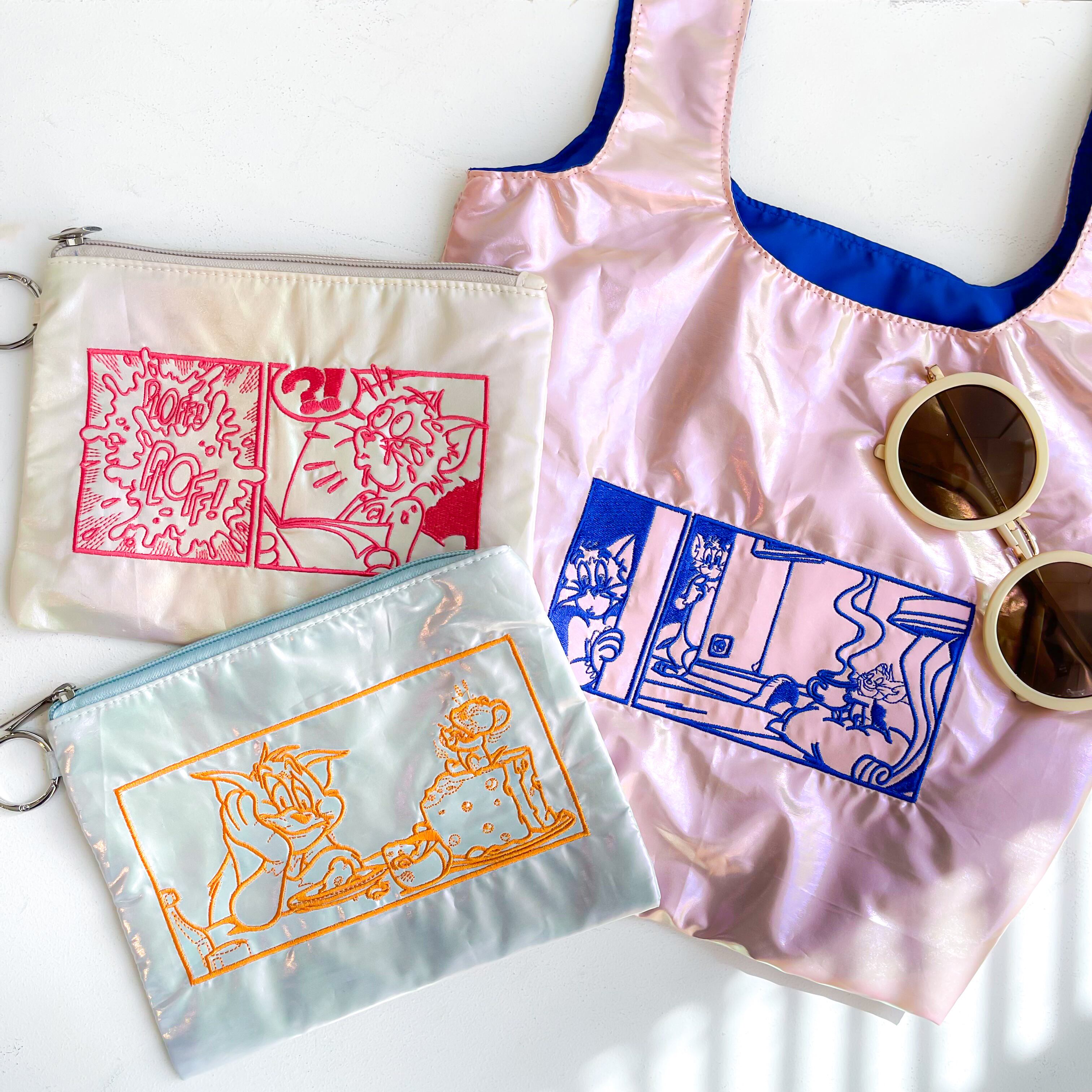 F248140_TOM and JERRY×Flapperコミック刺繍フラットポーチ | Flapper