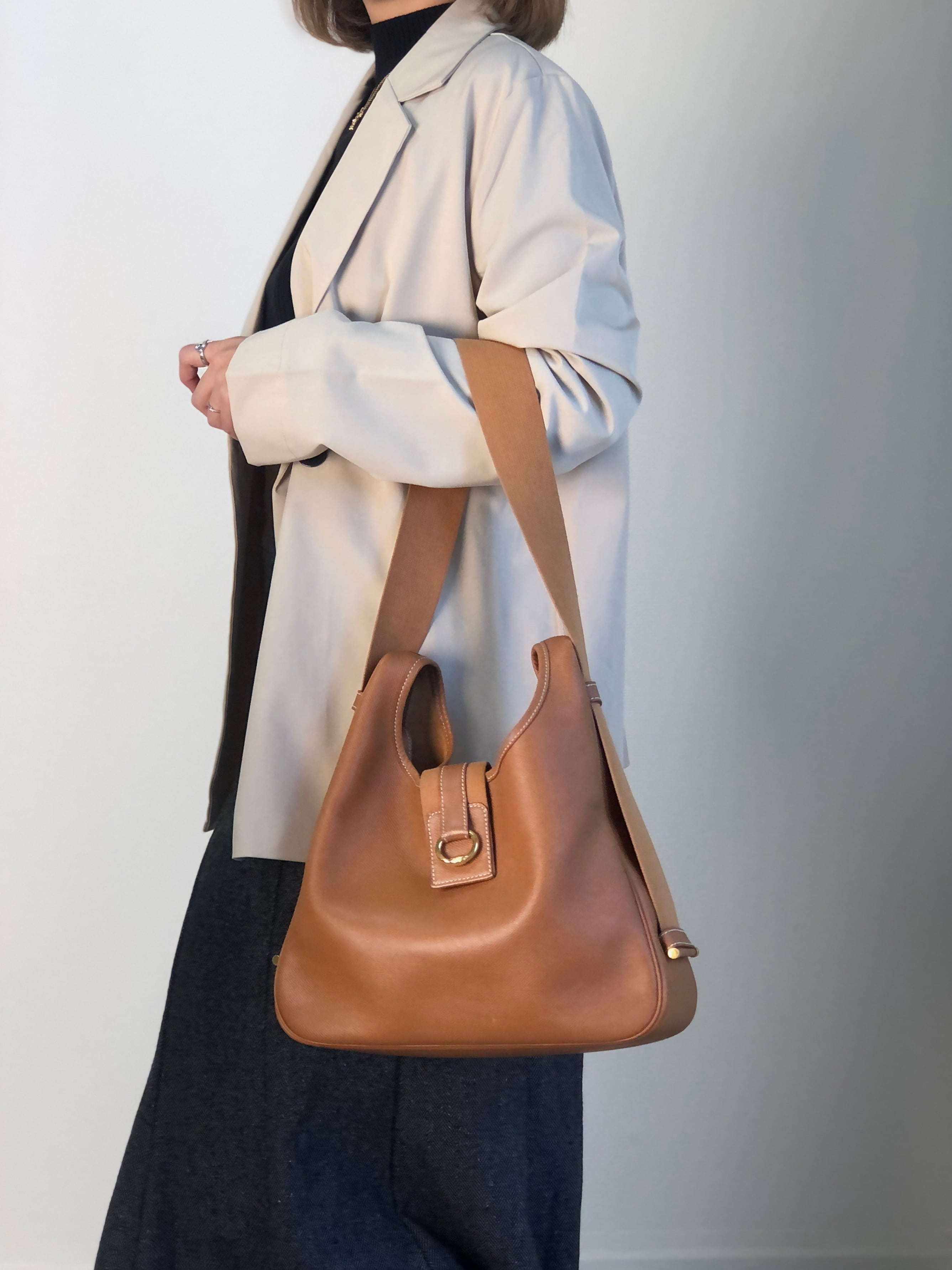 HERMES エルメス サコ ショルダーバッグ キャメル クシュベル レザー