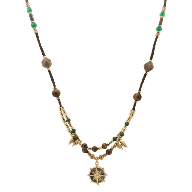 Somedayifレトロなビーズ太陽ネックレス 3s