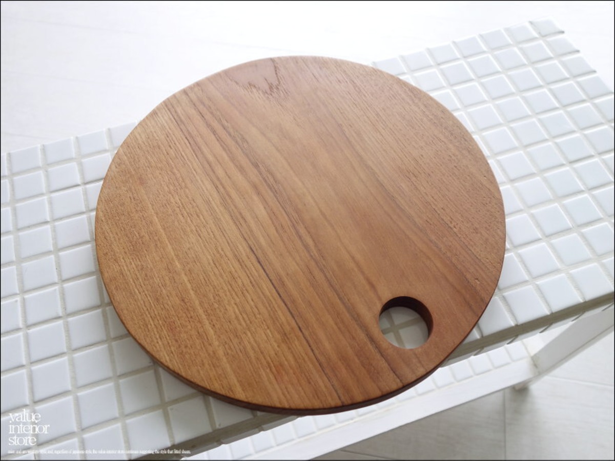 チークカッティングボード丸L30cm まな板 キッチン用品 木製調理用品 