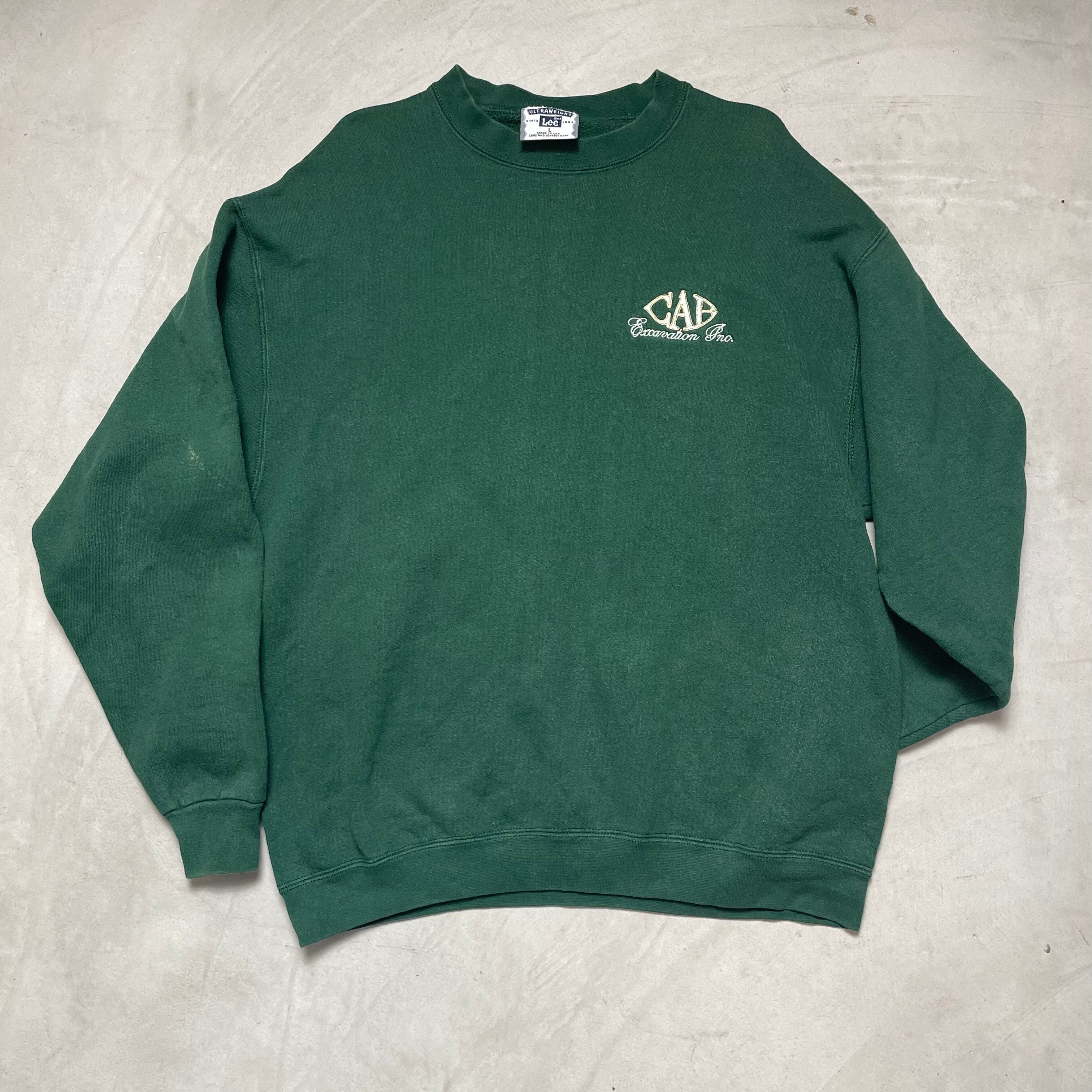 90年代 USA製 Lee リー 刺繍 スウェットシャツ メンズL 古着 プルオーバー トレーナー ヴィンテージ ビンテージ グリーン 緑色【トレーナー】