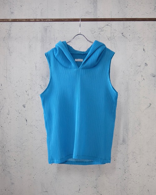 pleats hoodie tank tops (light blue)