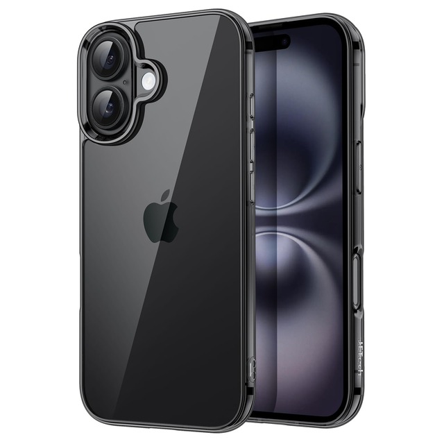 JETech iPhone 16用 ケース 黄ばみ防止 (ブラック)