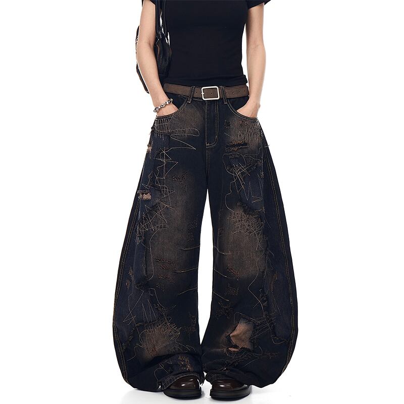 Personsoul Stain Embroidery Scimitar Jeans パーソンソウル