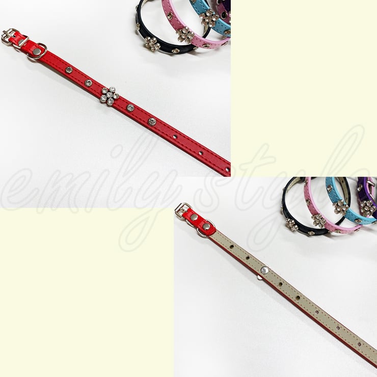 猫 犬 首輪 ビジュー クリスタル ファー 6穴 調節可能 ラメ入り レッド 猫 犬 首輪 ビジュー クリスタル ファー 6穴 調節可能 ラメ入り