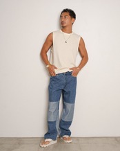 【#Re:room】LEOPARD PANELED WIDE DENIM PANTS［REP323］