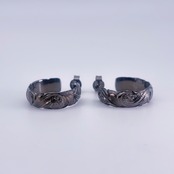 Hoop Earrings -Scroll / Black-