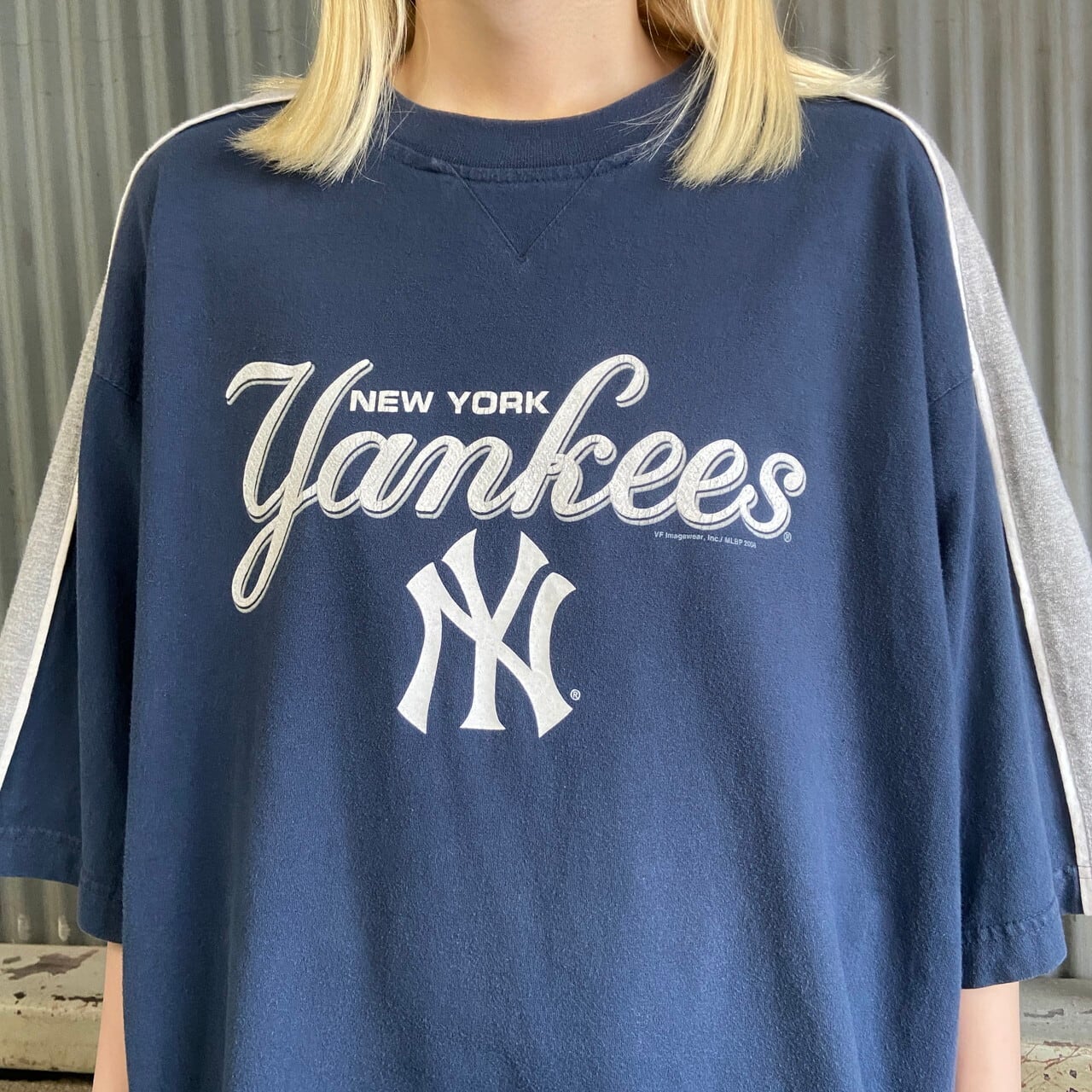 00年代 MLB ニューヨーク・ヤンキース チーム ロゴプリントTシャツ