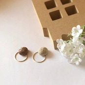 【信楽焼】初恋はチョコの味 2way 特別 粉引 陶器 伝統工芸 イヤリング ピアス シンプル ダークブラウン