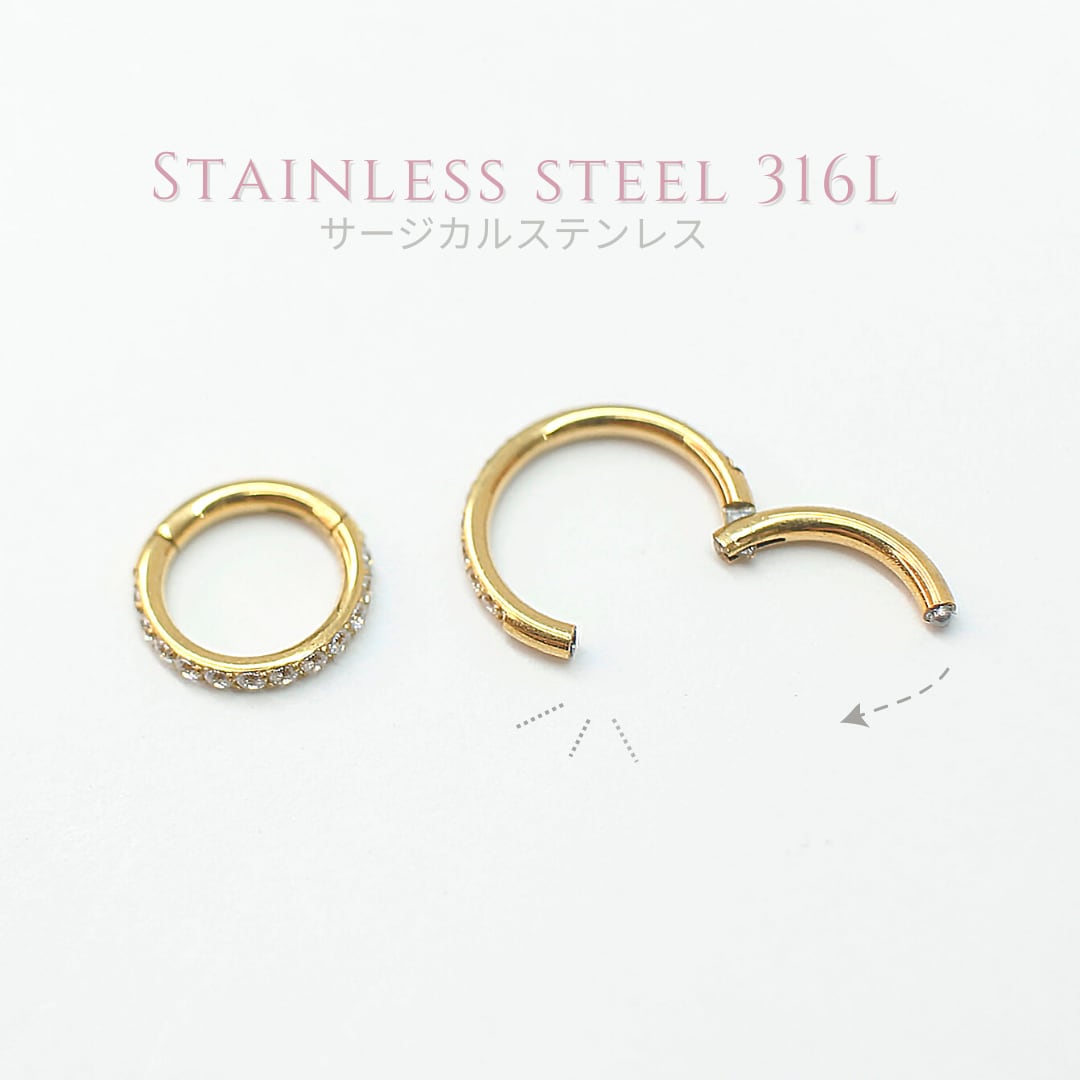 ジルコニアセグメント リング - 内径 8mm / 6mm - zirconia Segment Ring [Golden] | Alicia  Body Jewelry
