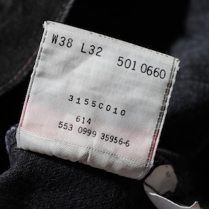 極美品 38×32 501-0660 USA 99年 サルファーブラックデニムパンツ Levi’s リーバイス 黒