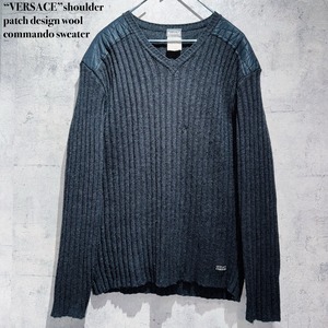 “VERSACE”shoulder patch design wool commando sweater