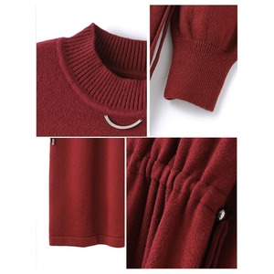 ウエストベルト付きニットワンピース 3color W00714