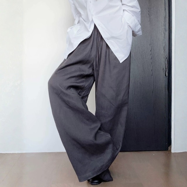 Drawstring waist wide pants【2color】 C1446